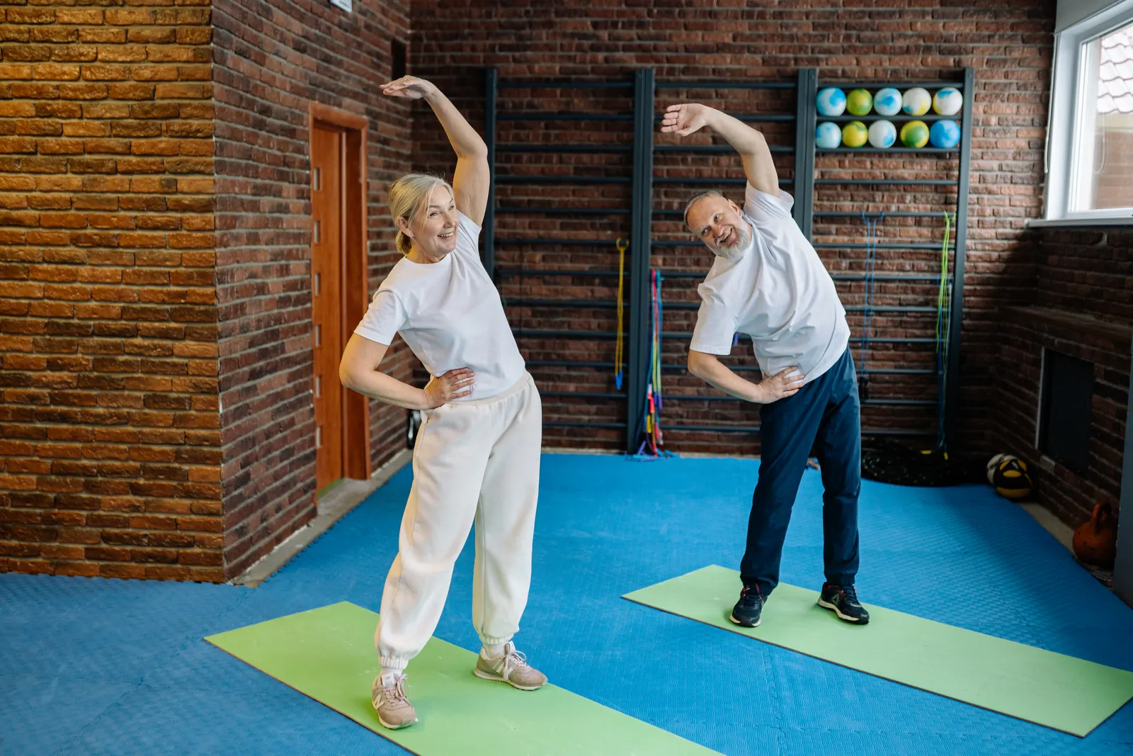 Older adults doing a gentle stretching routine